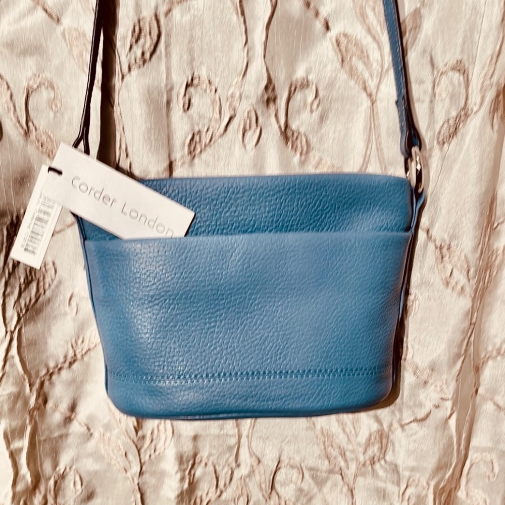 Corder London Light Blue Real Leather Crossbody Bag New with Tags